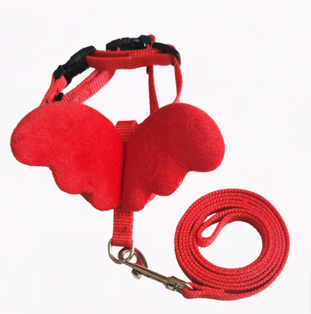Cute Pet Harness With Angel Wings And Lead - Adjustable For Cats Small Dogs