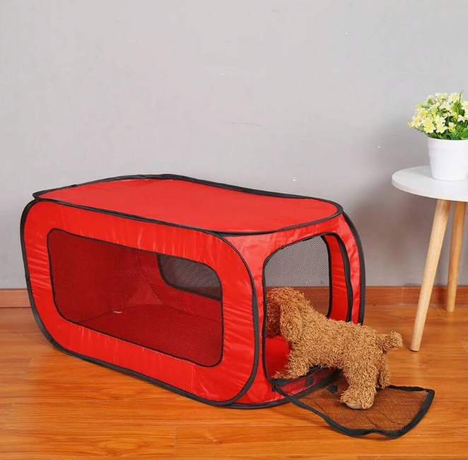 Foldable Fabric Dog Box With Paw Pattern - Portable And Ventilated