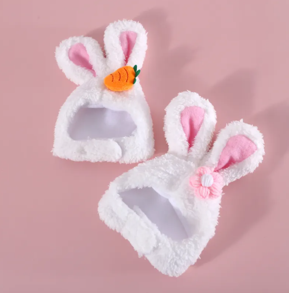 Cute Bunny Ears Cat Hat With Carrot Or Flower Design For Cute Pet Photos