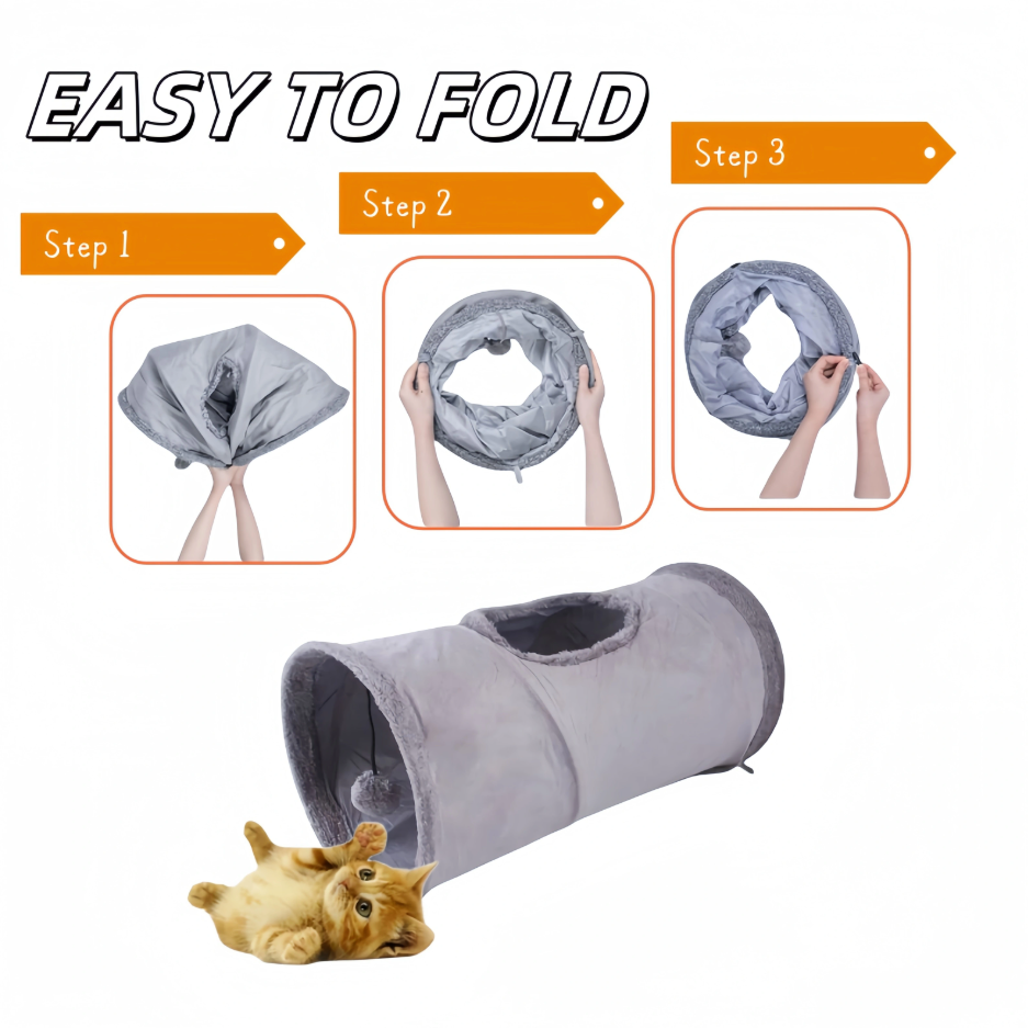 Cat Tunnel With Viewing Window - Play And Hiding Fun For Active House Cats