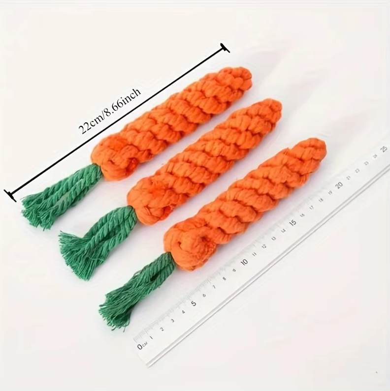 Carrot Chew Toy - Robust Cotton Rope For Healthy Dog Teeth