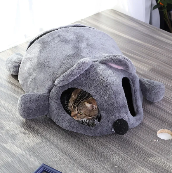 Cuddly Cat Sleeping Cave In Mouse Design - Soft And Comfortable For Your Cat