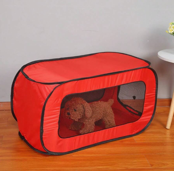 Foldable Fabric Dog Box With Paw Pattern - Portable And Ventilated