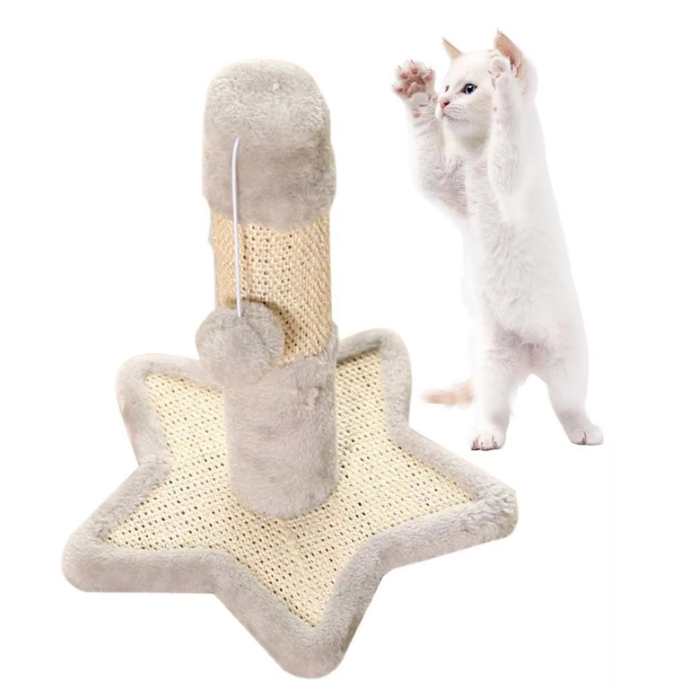 Cat Scratching Post In Heart Or Star Design With Toys