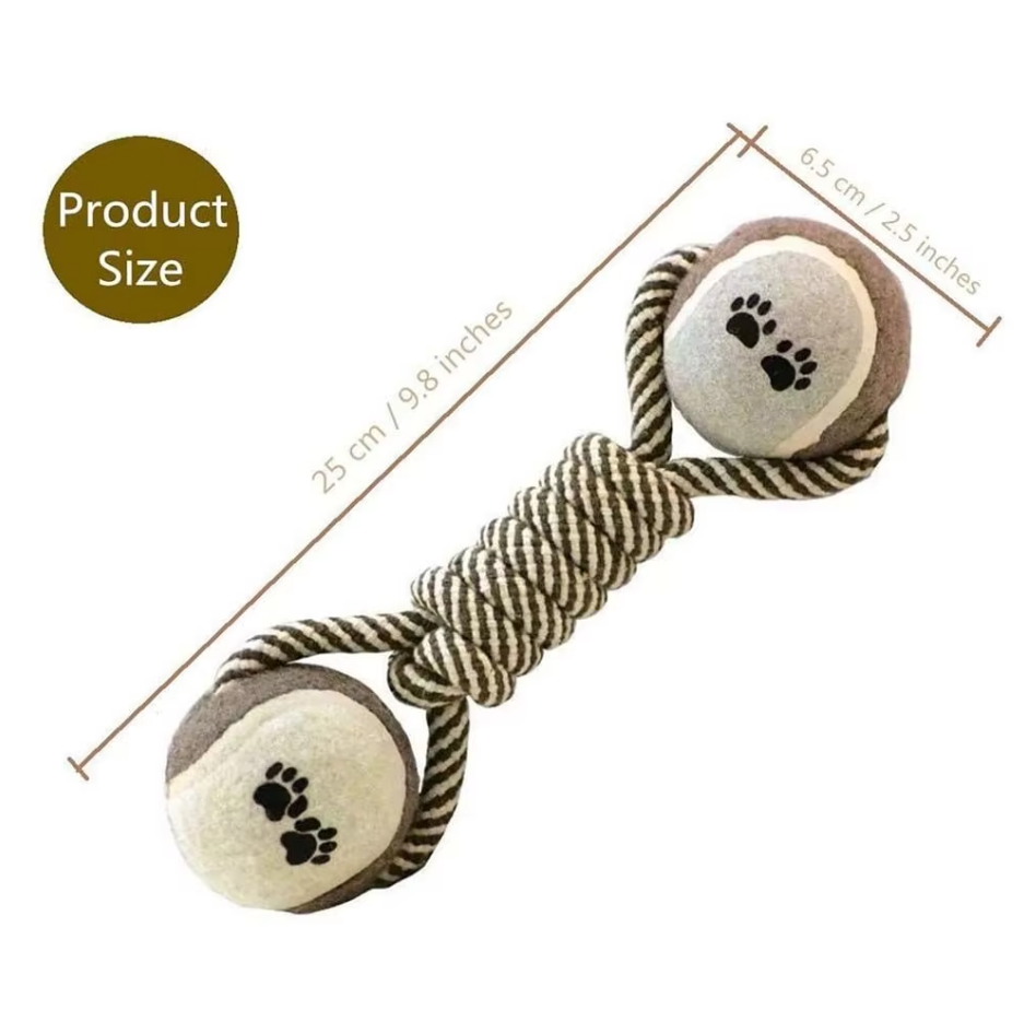 Dog Toy Rope With Balls - Chew Toy For Dogs With Paw Print