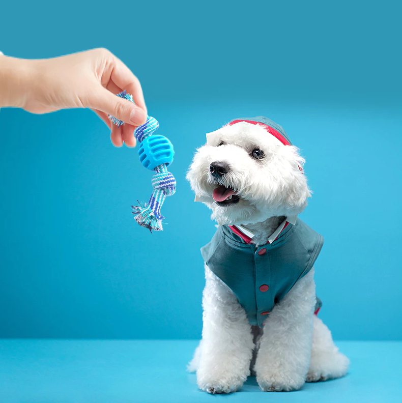 Dog Toy Chew Rope - Robust Rope With Teething Ball For Dental Care Fun