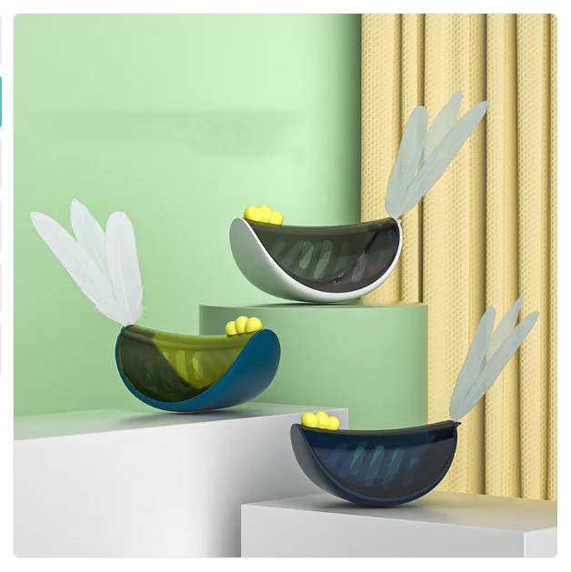 Interactive Cat Toy With Feather And Snack Function For Active Occupation