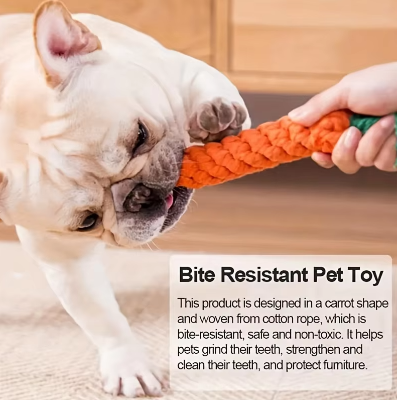 Carrot Chew Toy - Robust Cotton Rope For Healthy Dog Teeth