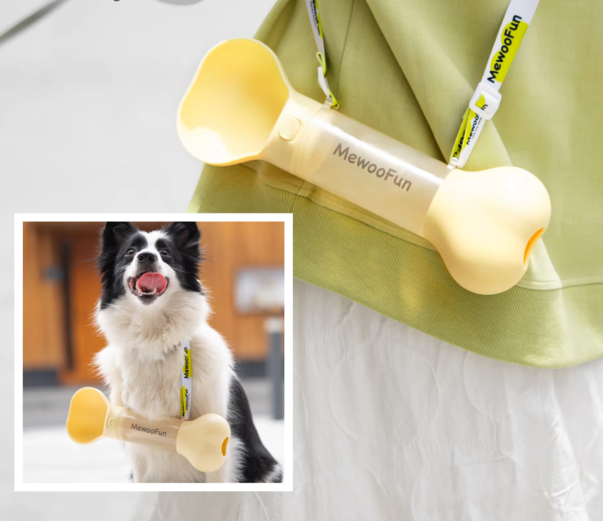Bone-shaped Drinking Bottle For Dogs - Portable Water Dispenser With Bowl