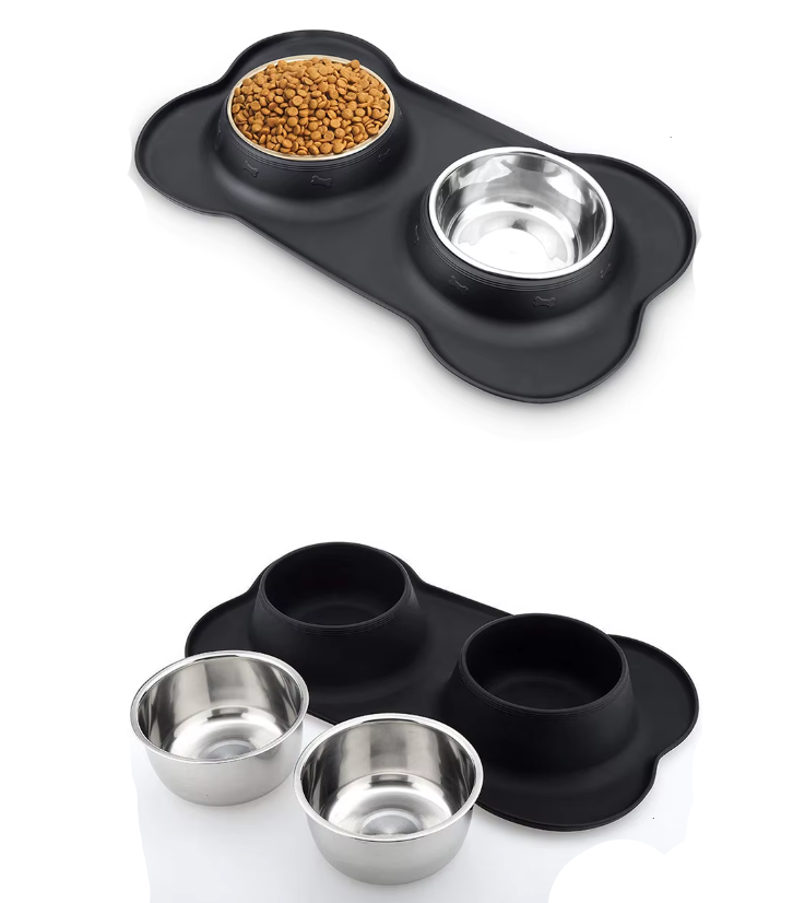 Dog Dish Set With Non - Slip Mat