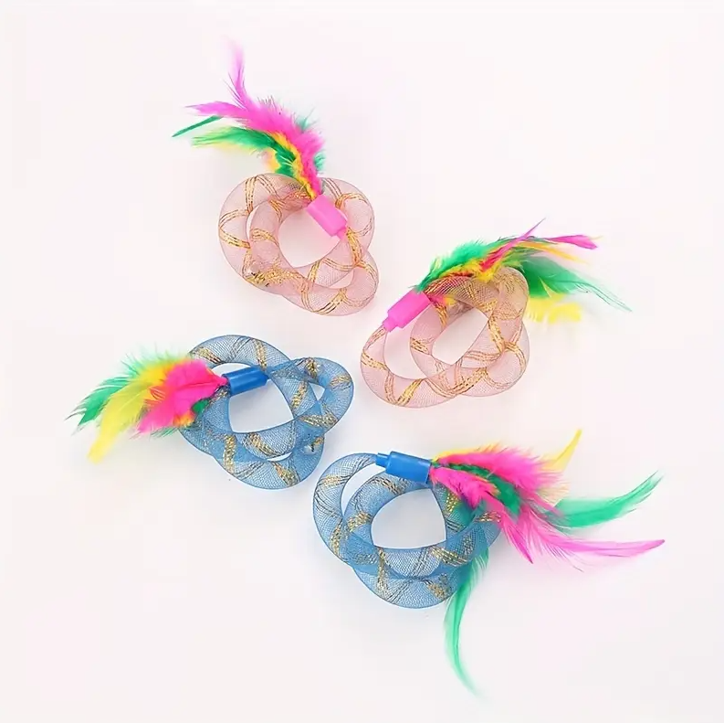 Cat Toy Set - Shuttlecocks With Mesh Rings