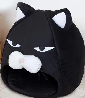 Cat Bed In Cat Head Design - Cozy Cave For Cats And Small Dogs
