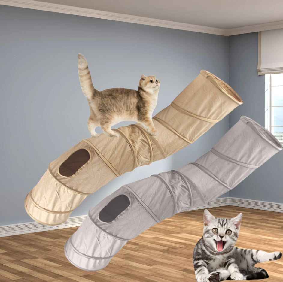 Cat Tunnel With Viewing Window - Play And Hiding Fun For Active House Cats