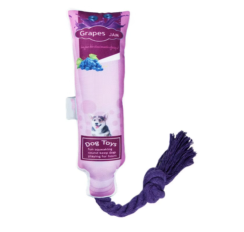 Dog Toy Fruit Jam - Squeaky Toy with Rope for Chewing and Pulling