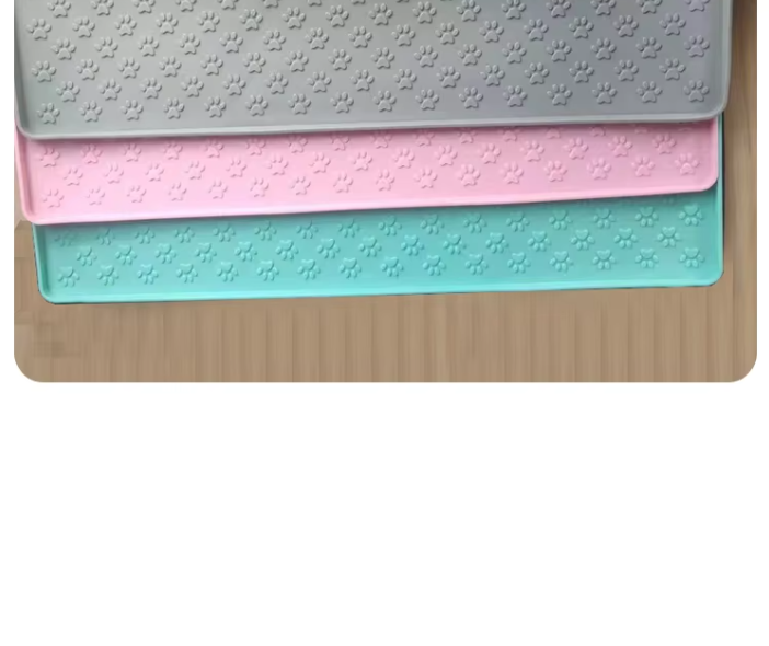 Feeding Mat With Stainless Steel Bowls For Pets