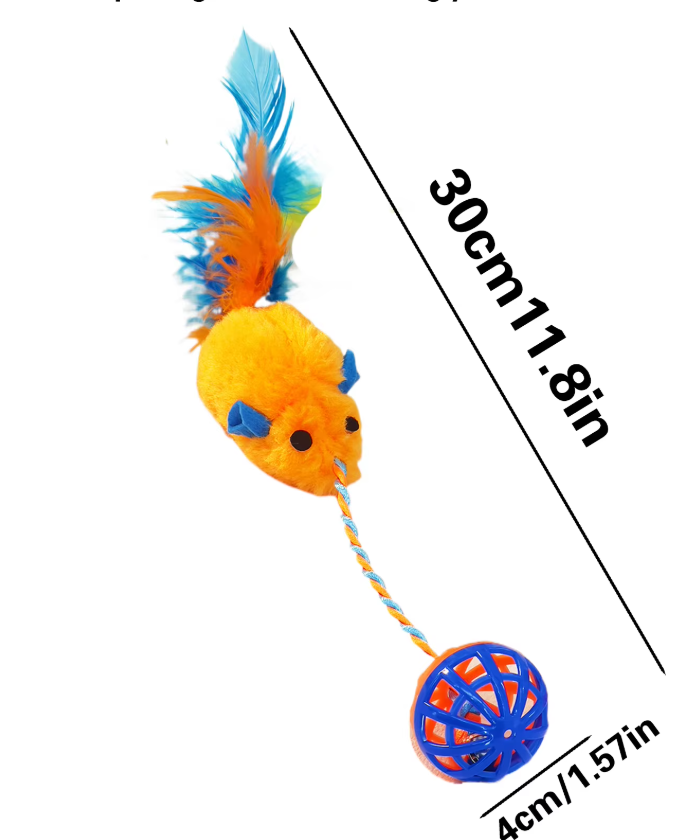 Cat Toy Set - Plush Mice With Feather Balls