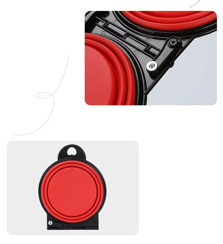 Collapsible Adjustable Double Feeding Bowl For Pets