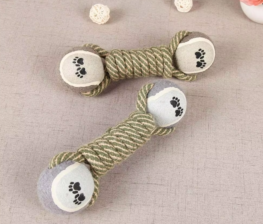 Dog Toy Rope With Balls - Chew Toy For Dogs With Paw Print