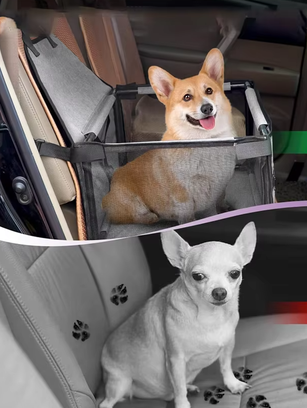 Folding Car Seat For Dogs - Sturdy And Waterproof Dog Seat With Safety Belt