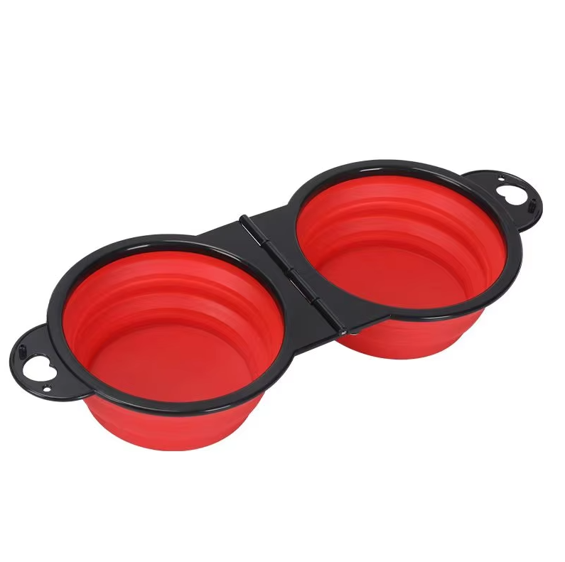 Collapsible Adjustable Double Feeding Bowl For Pets