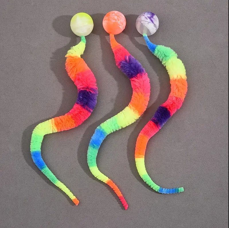 Interactive Cat Toy With Plush Tail And Ball