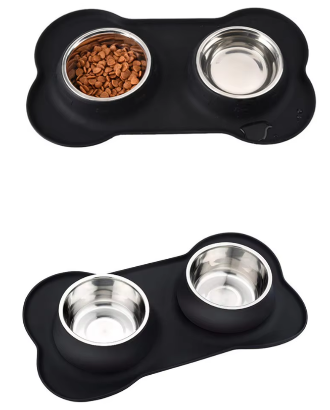 Dog Dish Set With Non - Slip Mat