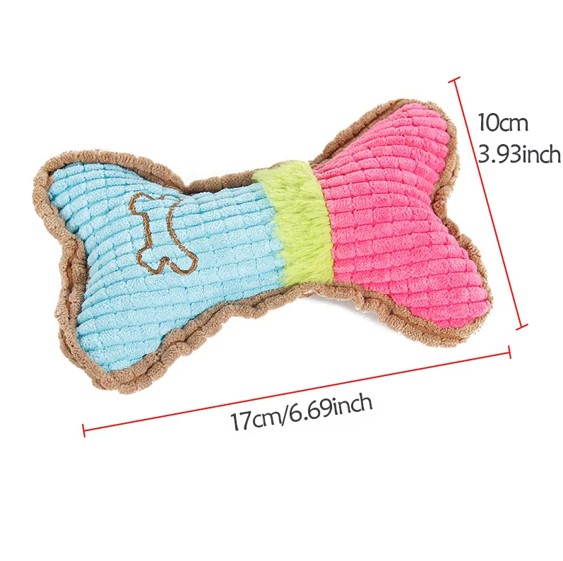 Soft Squeaker Dog Toy - Robust Chew Cushion In Bone Shape