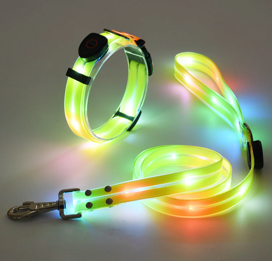 LED Dog Collar With Leash For Safe Walks