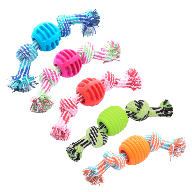 Dog Toy Chew Rope - Robust Rope With Teething Ball For Dental Care Fun