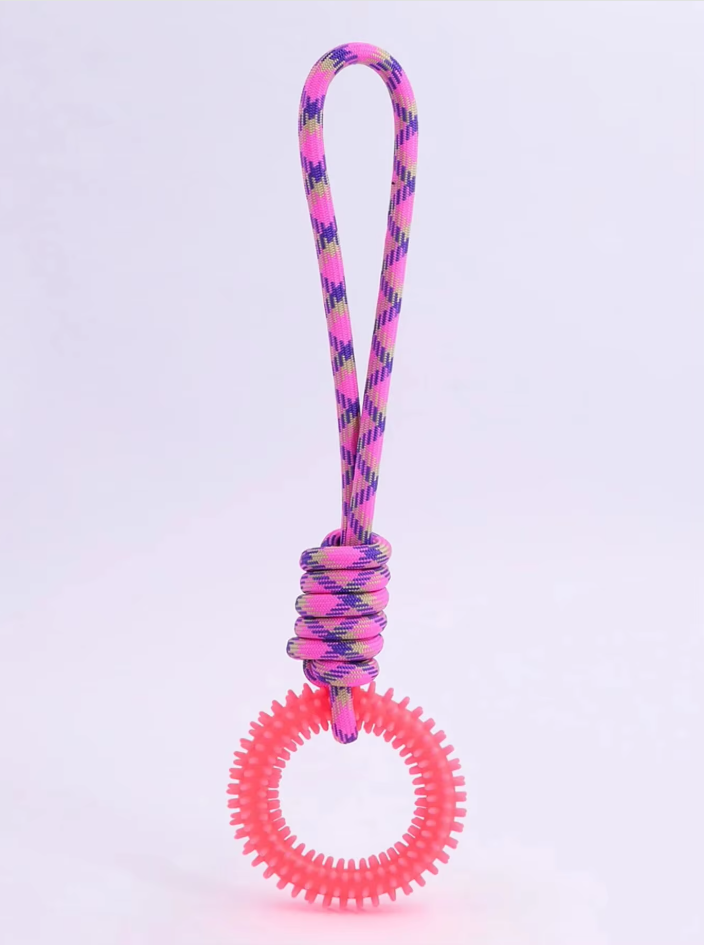 Robust Dog Toy With Teething Ring - Chew Toy Tug Rope For Interactive Fun