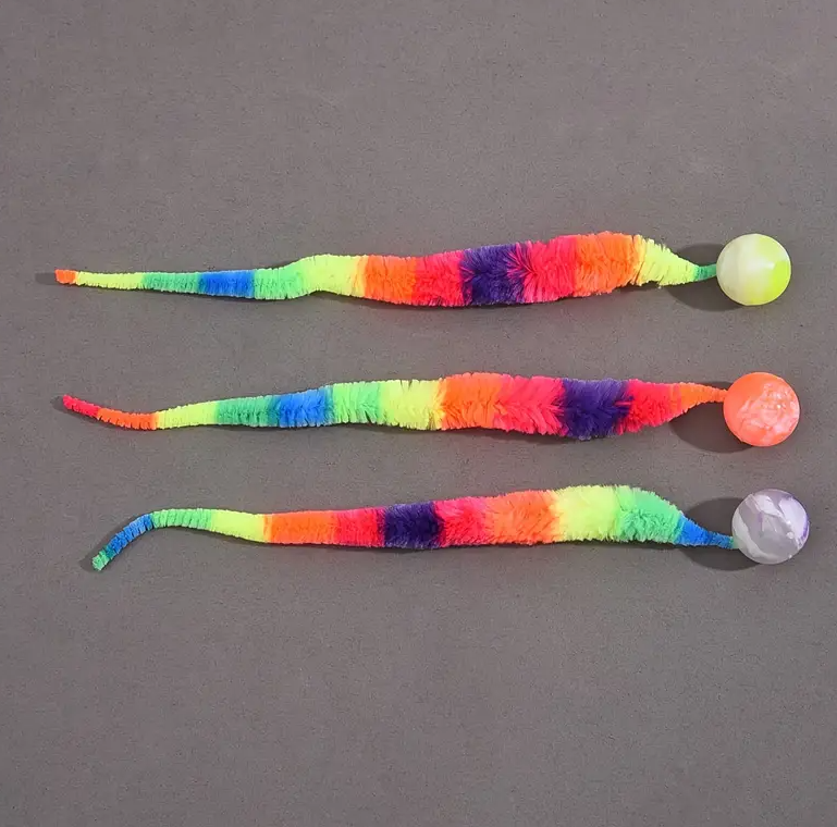 Interactive Cat Toy With Plush Tail And Ball
