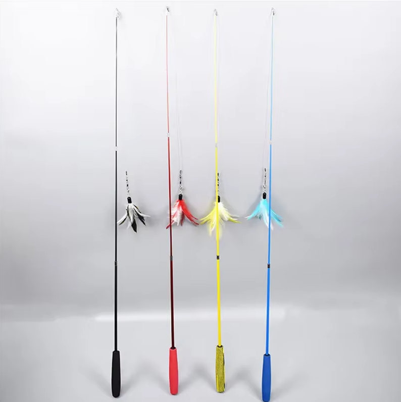 Telescopic Cat Fishing Rod With Feathers - Interactive Toy For Exciting Hunting Adventures