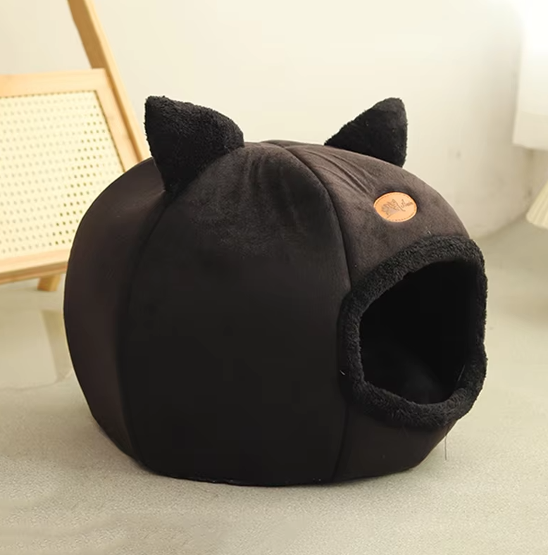 Cat - Shaped Cuddly Bed For Pets - Soft Warming Cat House With Removable Cushion