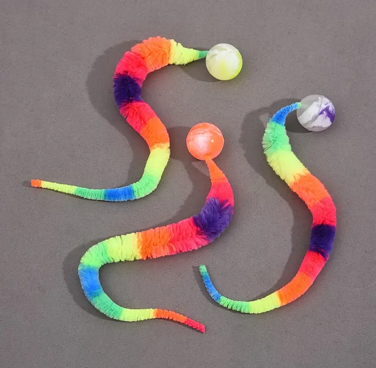 Interactive Cat Toy With Plush Tail And Ball