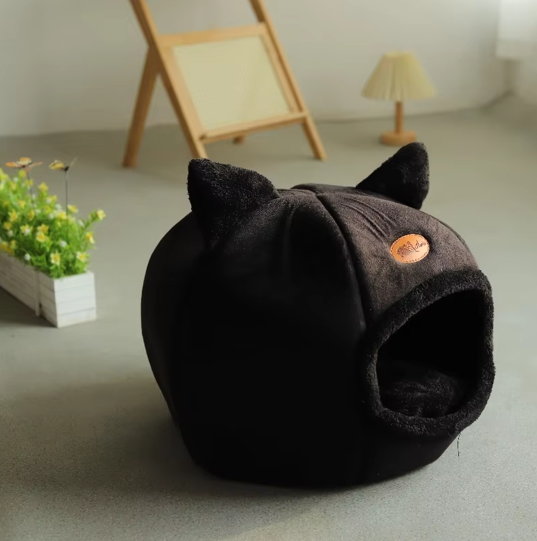 Cat - Shaped Cuddly Bed For Pets - Soft Warming Cat House With Removable Cushion