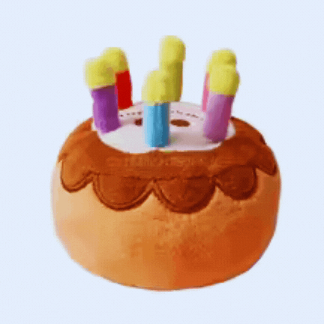 Birthday Cake Dog Toy - with Candles and Plush