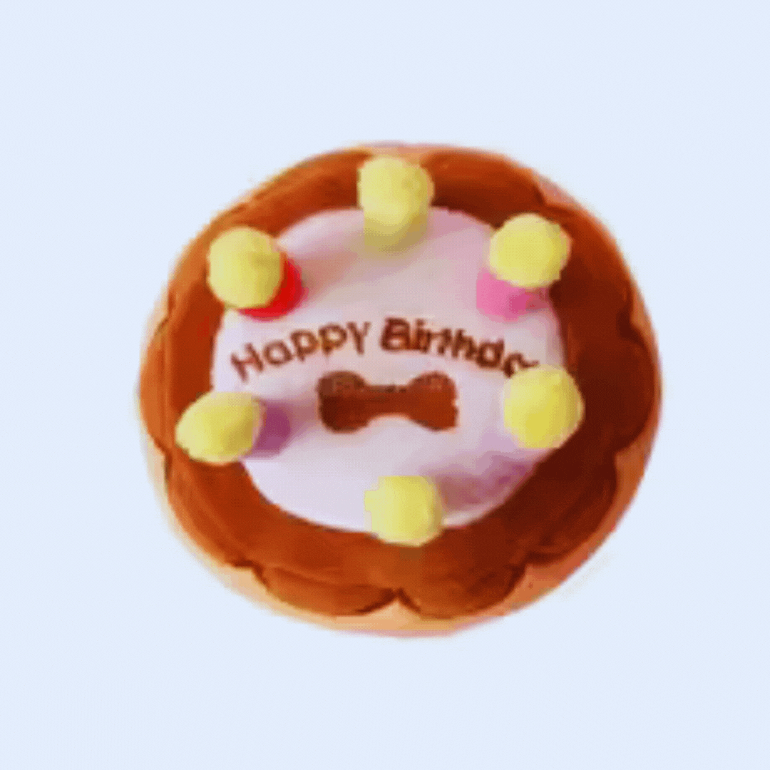 Birthday Cake Dog Toy - with Candles and Plush