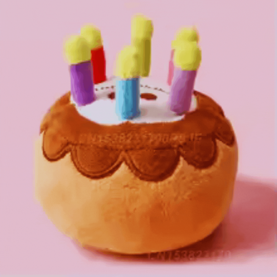 Birthday Cake Dog Toy - with Candles and Plush