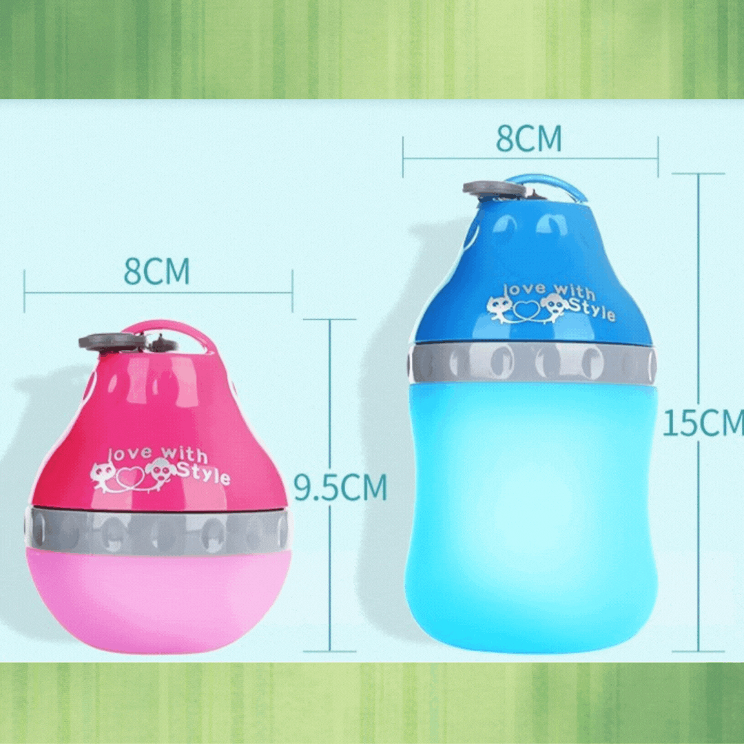 Portable Drinking Bottle For Pets With Integrated Bowl And Carabiner