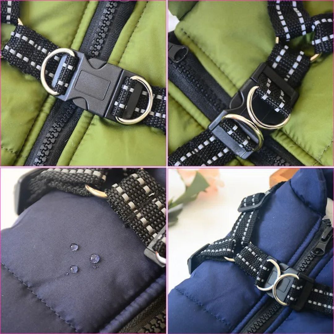 Wind and Waterproof Dog Jacket with Integrated Harness