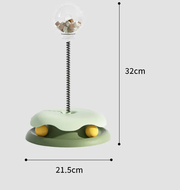 Interactive Cat Toy With Treat Dispenser And Flexible Pole