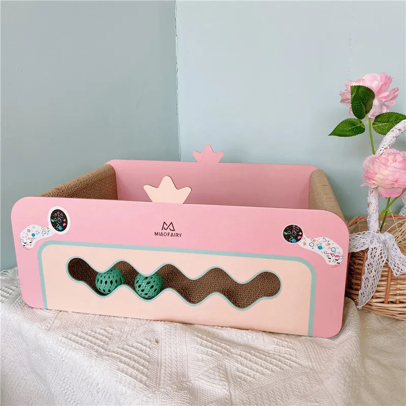 Cat Scratching Furniture With Toys Scratching Board For Cats Scratching Box In Pink