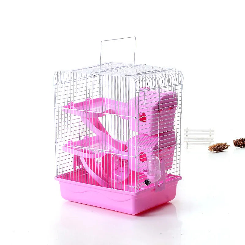 Hamster Cage With Shelves And Drinking Bottle - Compact Cage For Rodents