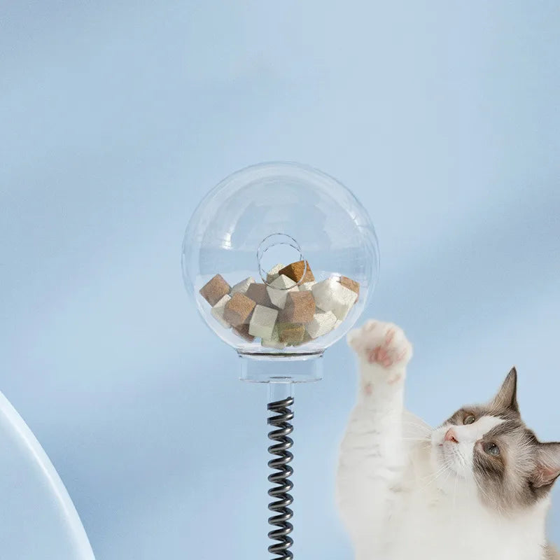 Interactive Cat Toy With Treat Dispenser And Flexible Pole