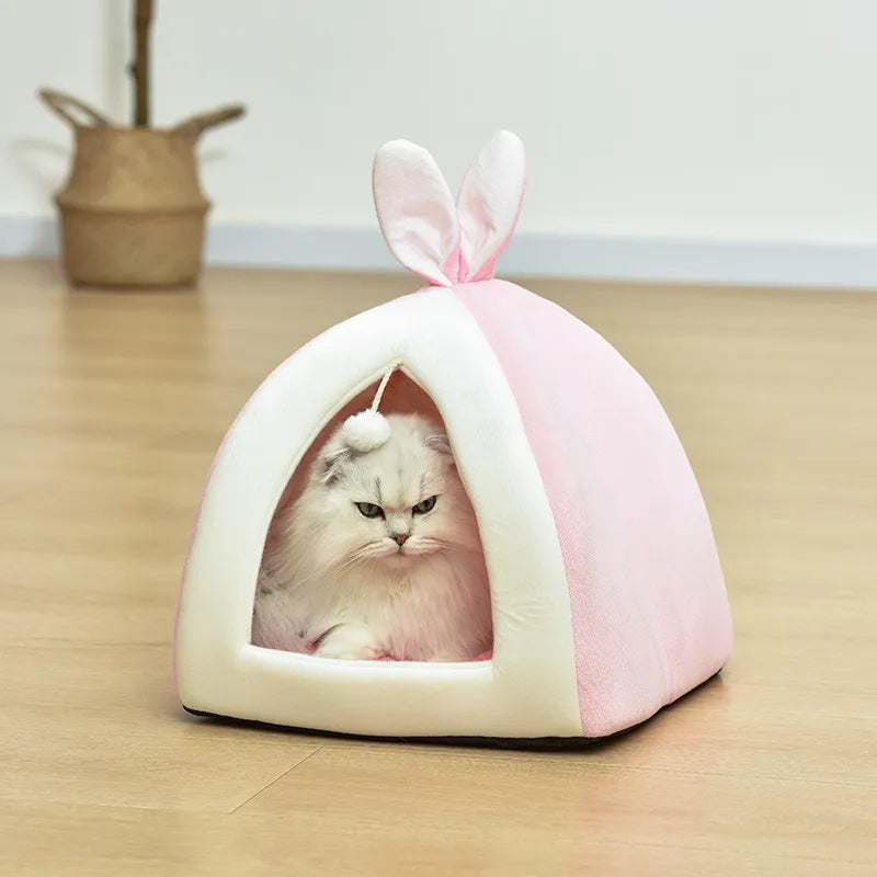 Cuddly & Cozy - Soft Cat Bed In Cave Shape With Play Ball