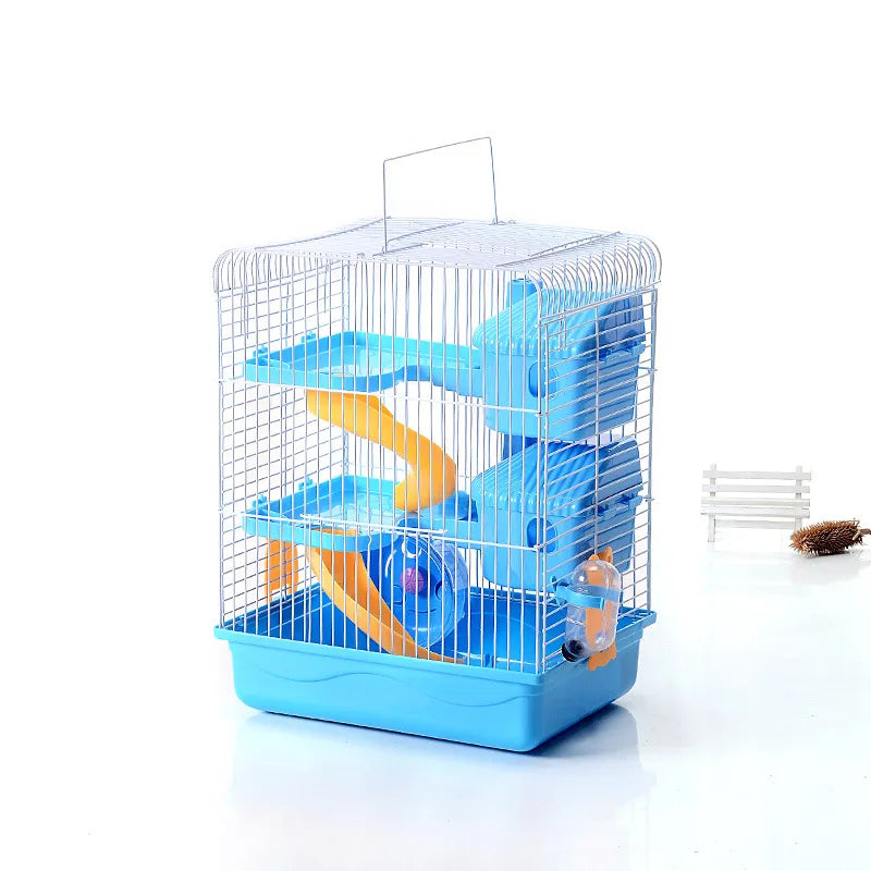 Hamster Cage With Shelves And Drinking Bottle - Compact Cage For Rodents