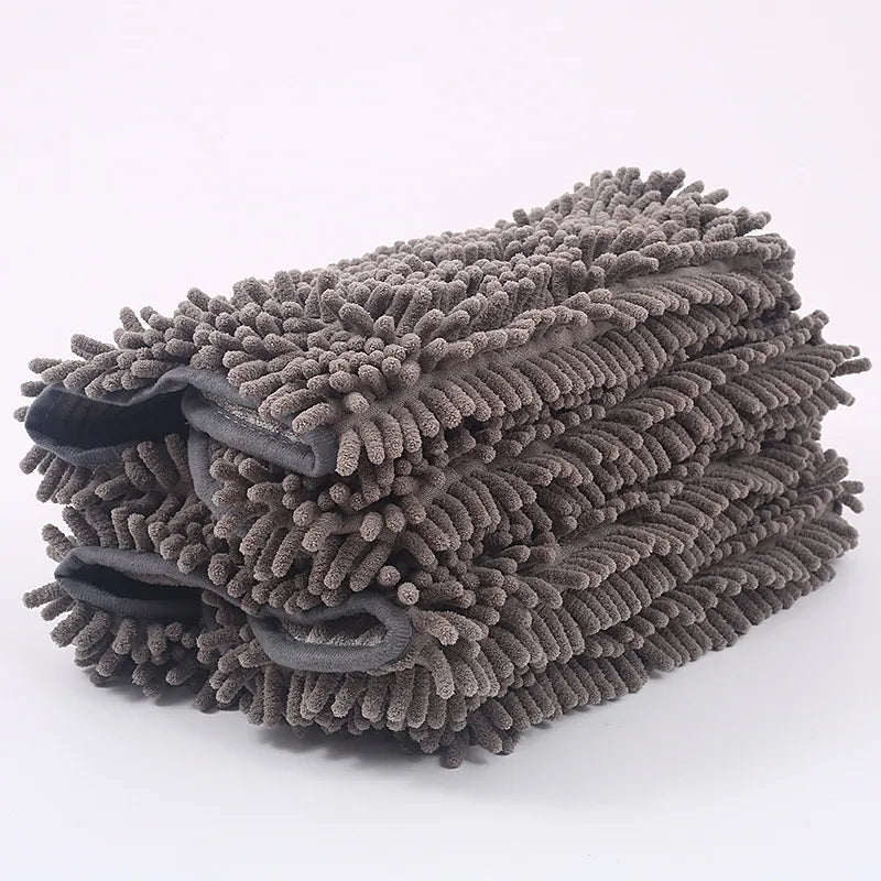 Absorbent Dog Towel Glove With Paw Embroidery For Quick Drying