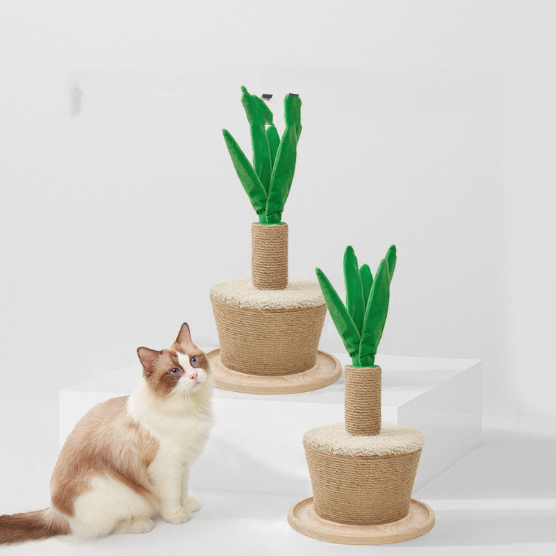 Cat Scratching Post Plant - Scratching Post With Sisal And Soft LeCat Scratching Mat Cactus Und Fish - Scratching Toy For Cats, Wall And Floor Scratching Mat Made Of Sisalaves, Cat Scratching Furniture For The Home