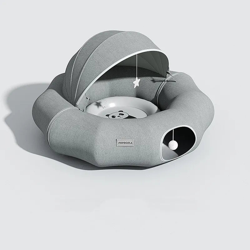 Cuddly Bed for Cats and Small Dogs with Removable Roof and Toy