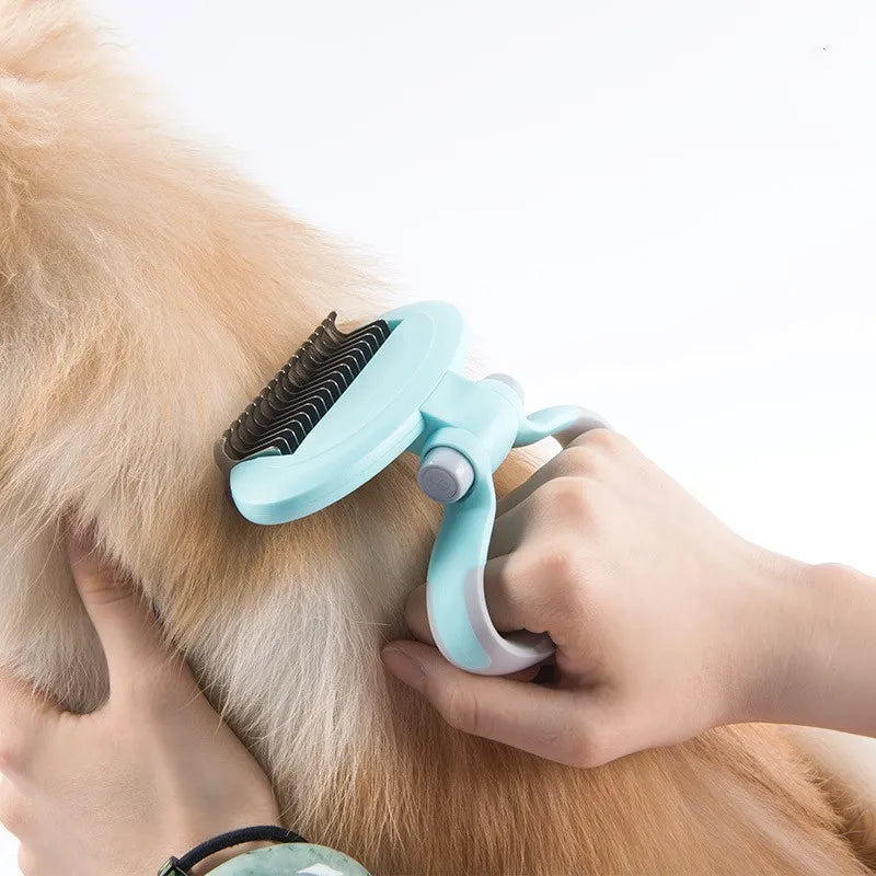 Ergonomic Pet De-matting Brush With 360° Rotating Head For Gentle Coat Care